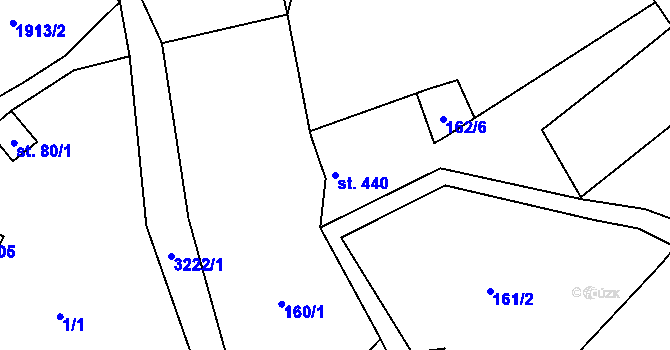 Parcela st. 440 v KÚ Lužná u Vsetína, Katastrální mapa