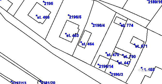 Parcela st. 464 v KÚ Lužná u Vsetína, Katastrální mapa