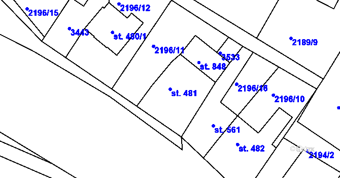 Parcela st. 481 v KÚ Lužná u Vsetína, Katastrální mapa
