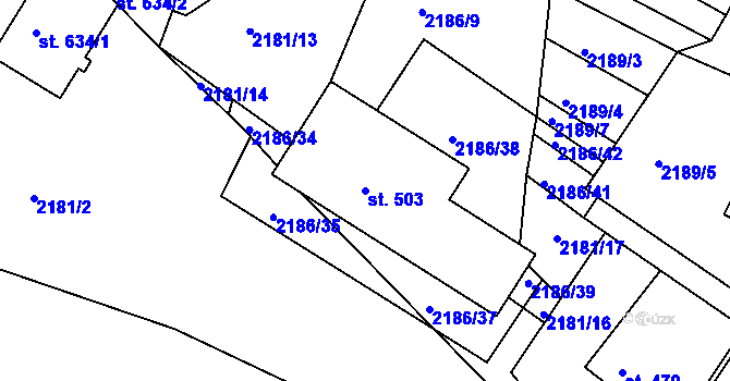 Parcela st. 503 v KÚ Lužná u Vsetína, Katastrální mapa