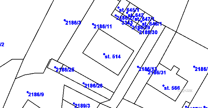 Parcela st. 514 v KÚ Lužná u Vsetína, Katastrální mapa