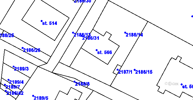 Parcela st. 566 v KÚ Lužná u Vsetína, Katastrální mapa