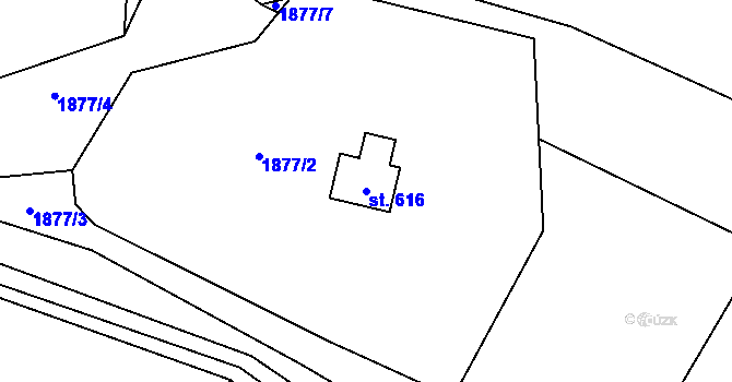 Parcela st. 616 v KÚ Lužná u Vsetína, Katastrální mapa