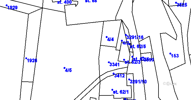 Parcela st. 4/6 v KÚ Lužná u Vsetína, Katastrální mapa