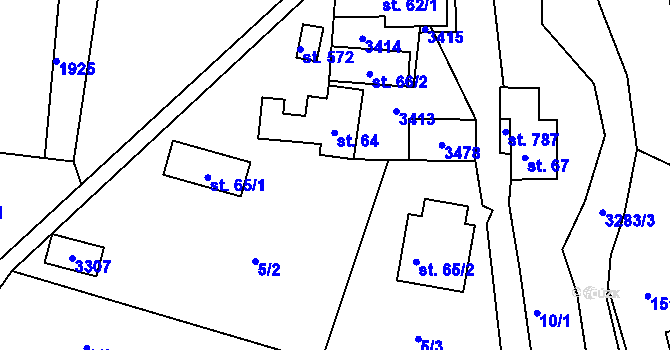 Parcela st. 5/2 v KÚ Lužná u Vsetína, Katastrální mapa