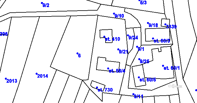 Parcela st. 7 v KÚ Lužná u Vsetína, Katastrální mapa