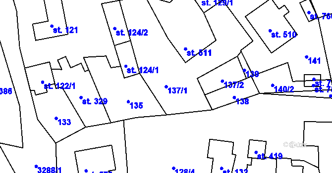 Parcela st. 137/1 v KÚ Lužná u Vsetína, Katastrální mapa