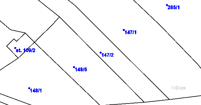Parcela st. 147/2 v KÚ Lužná u Vsetína, Katastrální mapa