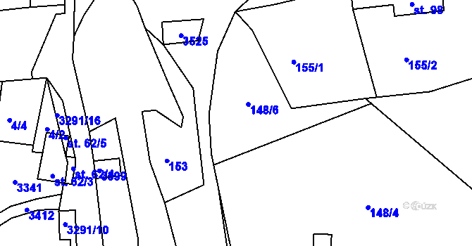 Parcela st. 154 v KÚ Lužná u Vsetína, Katastrální mapa