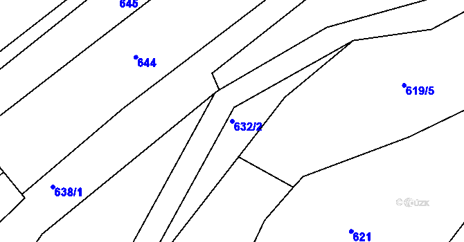 Parcela st. 632/2 v KÚ Lužná u Vsetína, Katastrální mapa