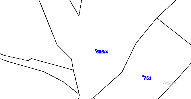 Parcela st. 686/4 v KÚ Lužná u Vsetína, Katastrální mapa