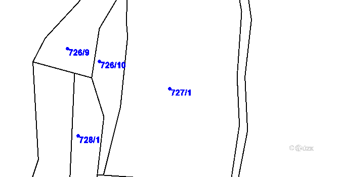 Parcela st. 727/1 v KÚ Lužná u Vsetína, Katastrální mapa