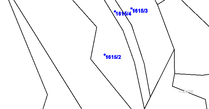 Parcela st. 1615/2 v KÚ Lužná u Vsetína, Katastrální mapa