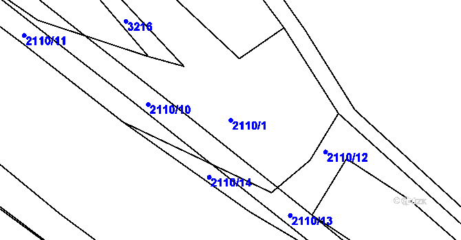 Parcela st. 2110/1 v KÚ Lužná u Vsetína, Katastrální mapa