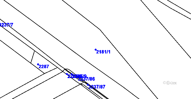 Parcela st. 2181/1 v KÚ Lužná u Vsetína, Katastrální mapa