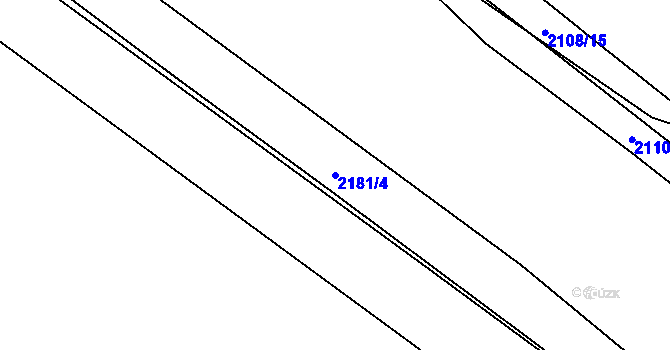 Parcela st. 2181/4 v KÚ Lužná u Vsetína, Katastrální mapa