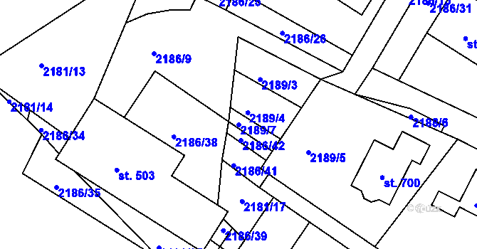 Parcela st. 2189/7 v KÚ Lužná u Vsetína, Katastrální mapa