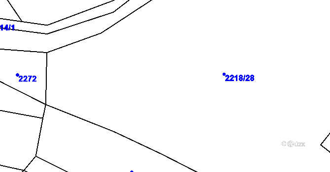 Parcela st. 2218/4 v KÚ Lužná u Vsetína, Katastrální mapa