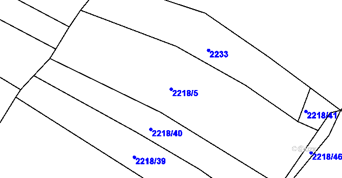 Parcela st. 2218/5 v KÚ Lužná u Vsetína, Katastrální mapa
