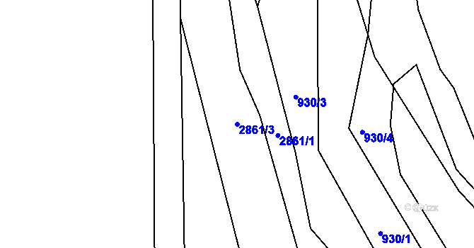 Parcela st. 2861/3 v KÚ Lužná u Vsetína, Katastrální mapa