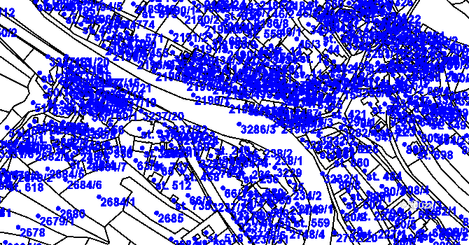 Parcela st. 3286 v KÚ Lužná u Vsetína, Katastrální mapa