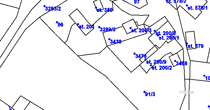 Parcela st. 3293 v KÚ Lužná u Vsetína, Katastrální mapa
