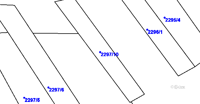 Parcela st. 2297/10 v KÚ Lužná u Vsetína, Katastrální mapa