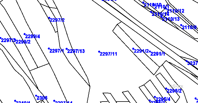 Parcela st. 2297/11 v KÚ Lužná u Vsetína, Katastrální mapa