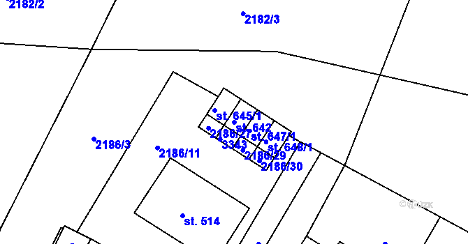 Parcela st. 642 v KÚ Lužná u Vsetína, Katastrální mapa
