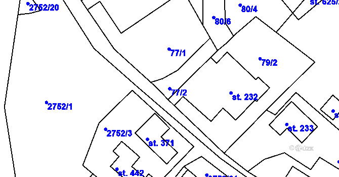 Parcela st. 77/2 v KÚ Lužná u Vsetína, Katastrální mapa