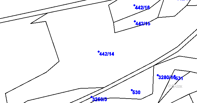 Parcela st. 442/14 v KÚ Lužná u Vsetína, Katastrální mapa