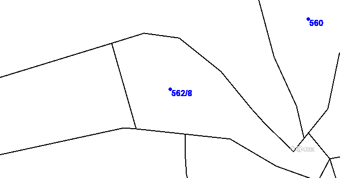 Parcela st. 562/8 v KÚ Lužná u Vsetína, Katastrální mapa