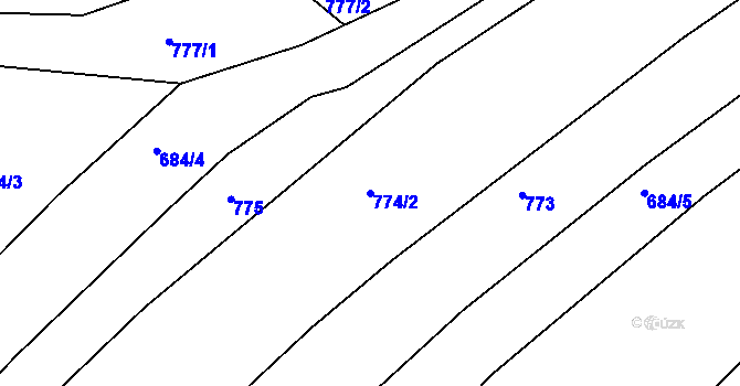 Parcela st. 774/2 v KÚ Lužná u Vsetína, Katastrální mapa