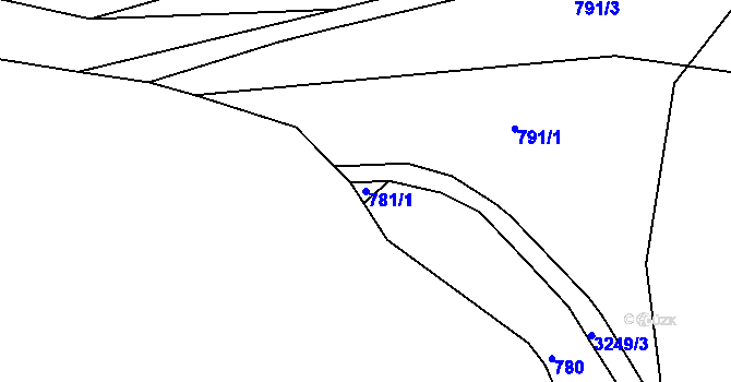 Parcela st. 781/1 v KÚ Lužná u Vsetína, Katastrální mapa