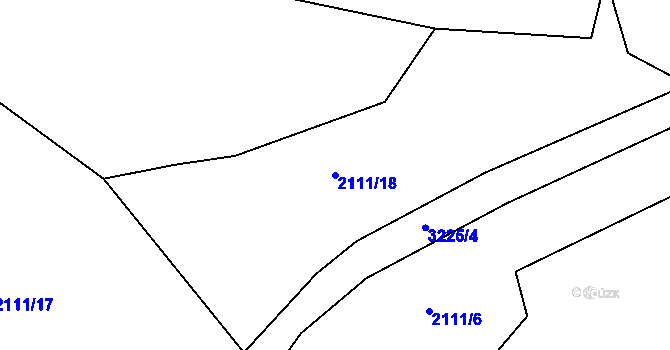 Parcela st. 2111/18 v KÚ Lužná u Vsetína, Katastrální mapa