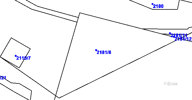 Parcela st. 2181/8 v KÚ Lužná u Vsetína, Katastrální mapa