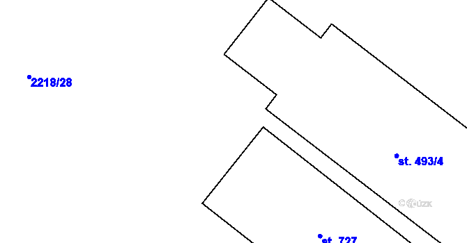 Parcela st. 2229 v KÚ Lužná u Vsetína, Katastrální mapa