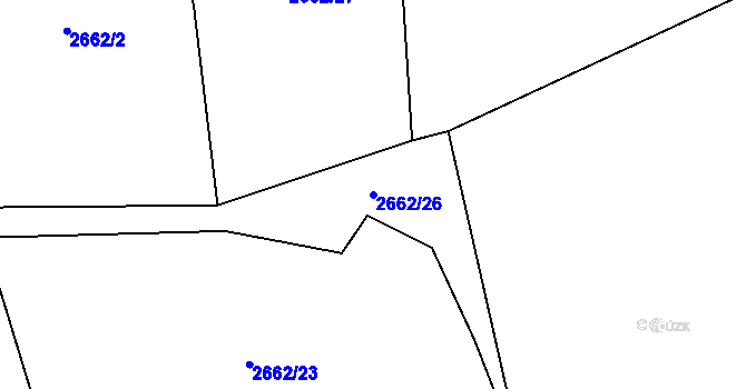 Parcela st. 2662/26 v KÚ Lužná u Vsetína, Katastrální mapa