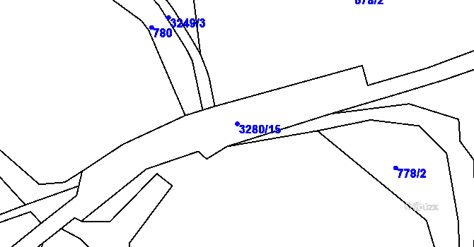 Parcela st. 3280/15 v KÚ Lužná u Vsetína, Katastrální mapa