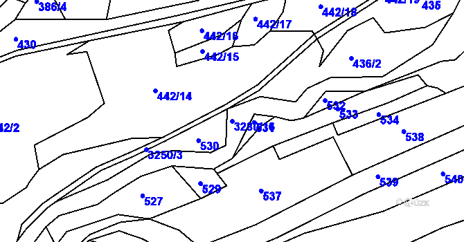 Parcela st. 3280/16 v KÚ Lužná u Vsetína, Katastrální mapa
