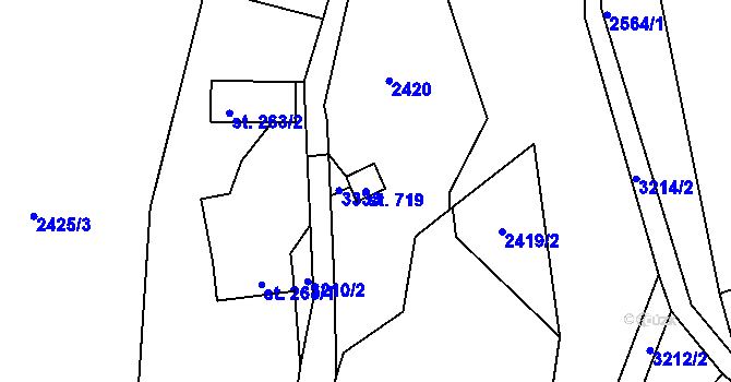 Parcela st. 719 v KÚ Lužná u Vsetína, Katastrální mapa