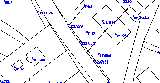 Parcela st. 3237/30 v KÚ Lužná u Vsetína, Katastrální mapa