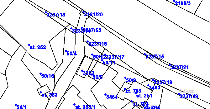Parcela st. 3237/17 v KÚ Lužná u Vsetína, Katastrální mapa