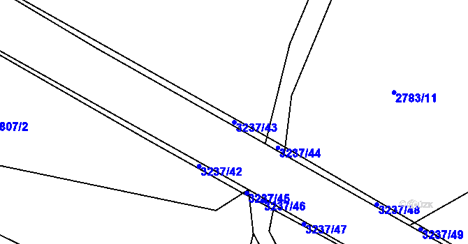 Parcela st. 3237/43 v KÚ Lužná u Vsetína, Katastrální mapa