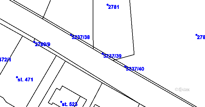 Parcela st. 3237/39 v KÚ Lužná u Vsetína, Katastrální mapa