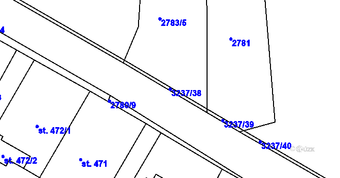 Parcela st. 3237/38 v KÚ Lužná u Vsetína, Katastrální mapa