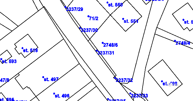 Parcela st. 3237/31 v KÚ Lužná u Vsetína, Katastrální mapa