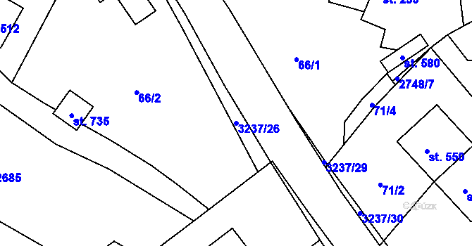 Parcela st. 3237/26 v KÚ Lužná u Vsetína, Katastrální mapa