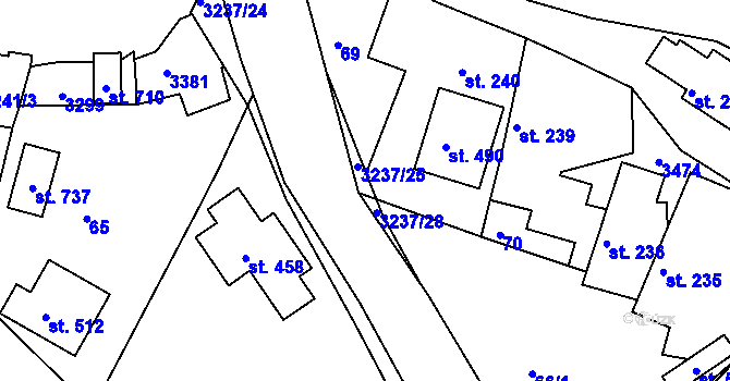 Parcela st. 3237/27 v KÚ Lužná u Vsetína, Katastrální mapa