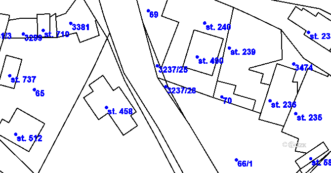 Parcela st. 3237/28 v KÚ Lužná u Vsetína, Katastrální mapa